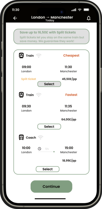 TravelXpress final mockup preview — Results