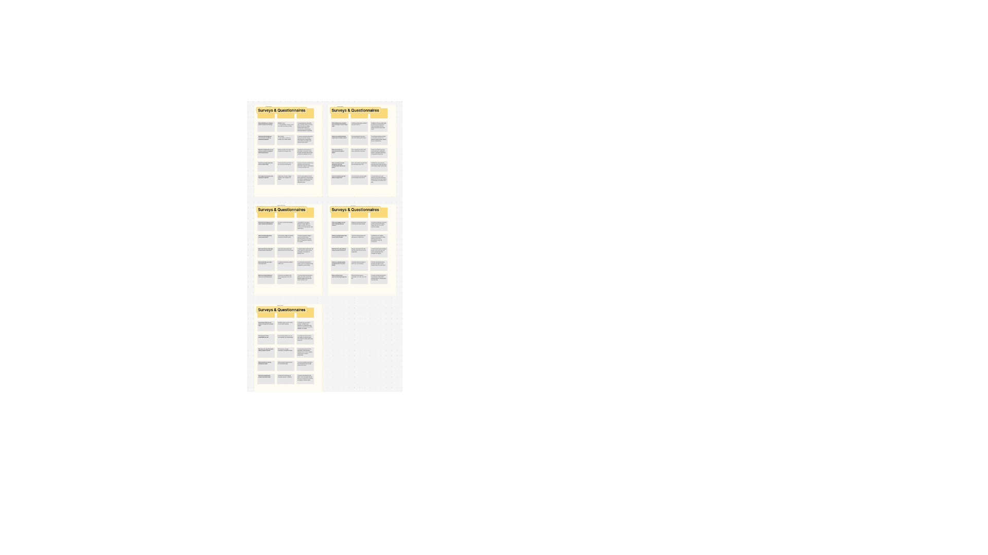 Surveys and questionnaires with user answers and insights