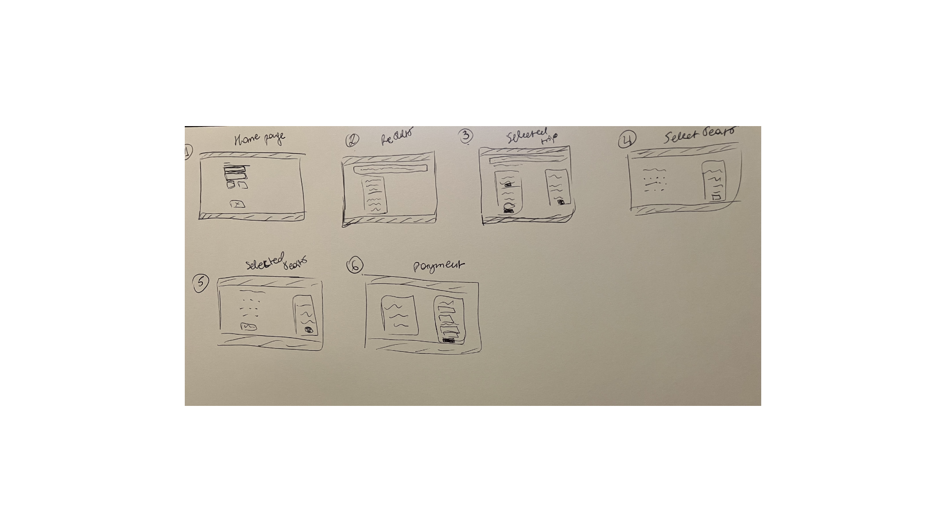 Desktop low-fidelity wireframes